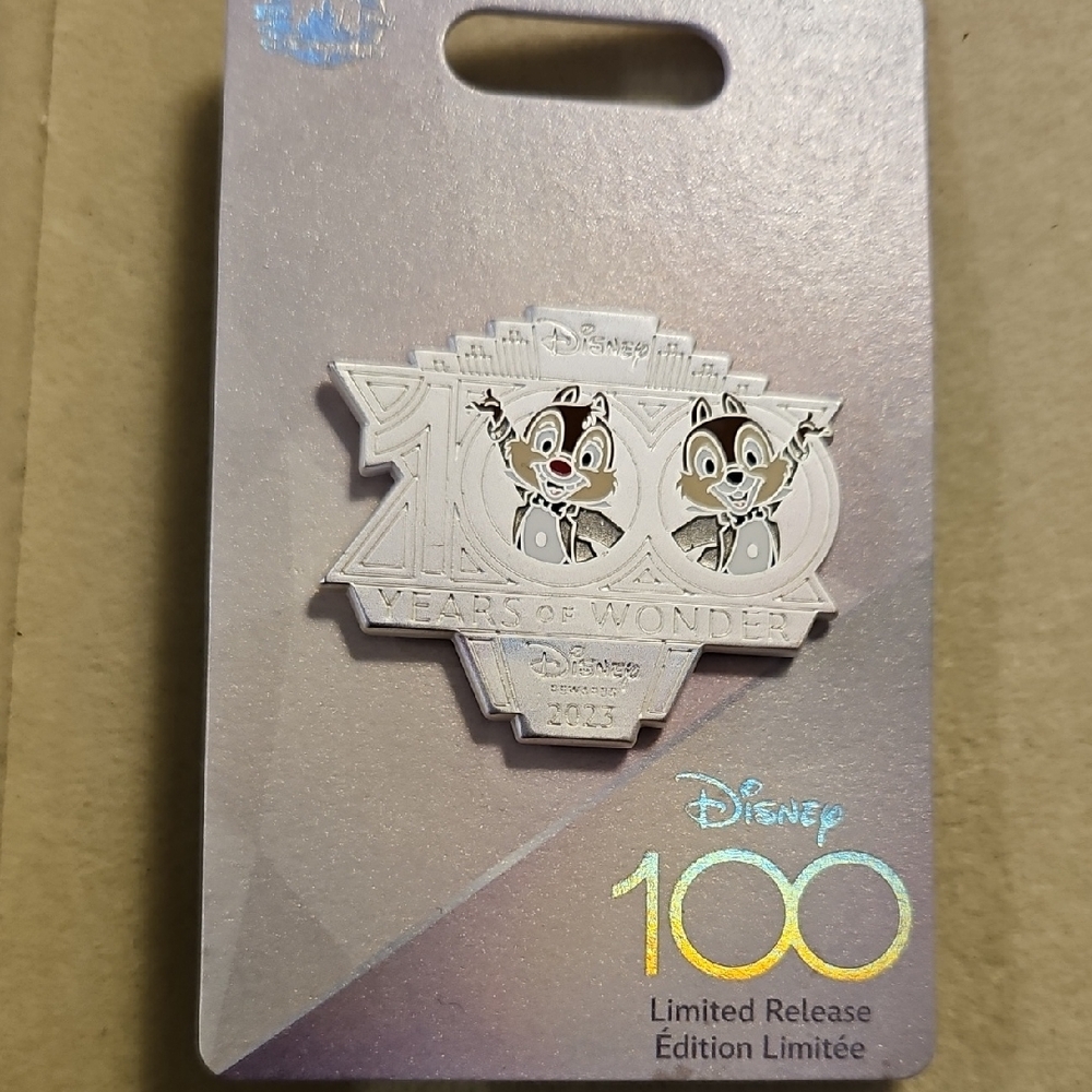 DISNEY 2023, 100 YEARS OF WONDER PIN CHIP AND DALE. LIMITED RELEASE EDITION